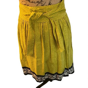 Odile  Anthropologie Mustard Black Boho Cotton Skirt‎ 0